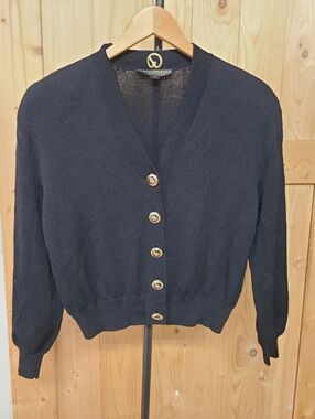 St. John black V-Neck Gold Button Women's Cardigan